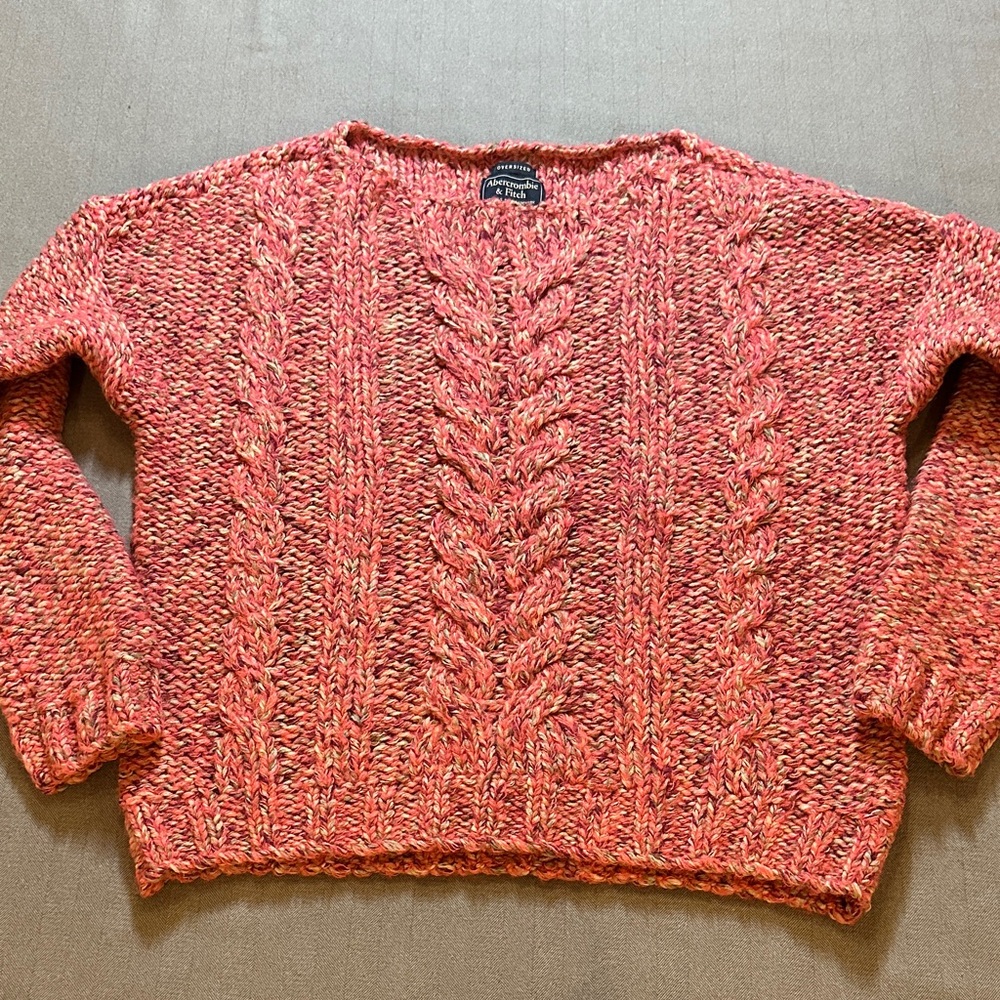 Abercrombie Oversized pink marled sweater XS